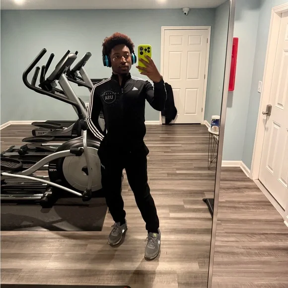 Adidas Women's Black Bomber Jacket with White Stripes - Picture 6 of 6